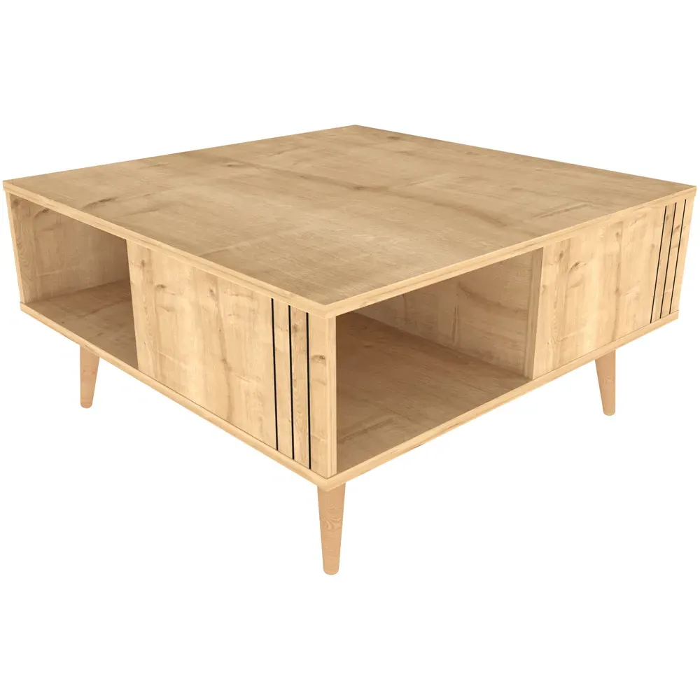 Ronas Square Coffee Table with Shelf - Sapphire Oak