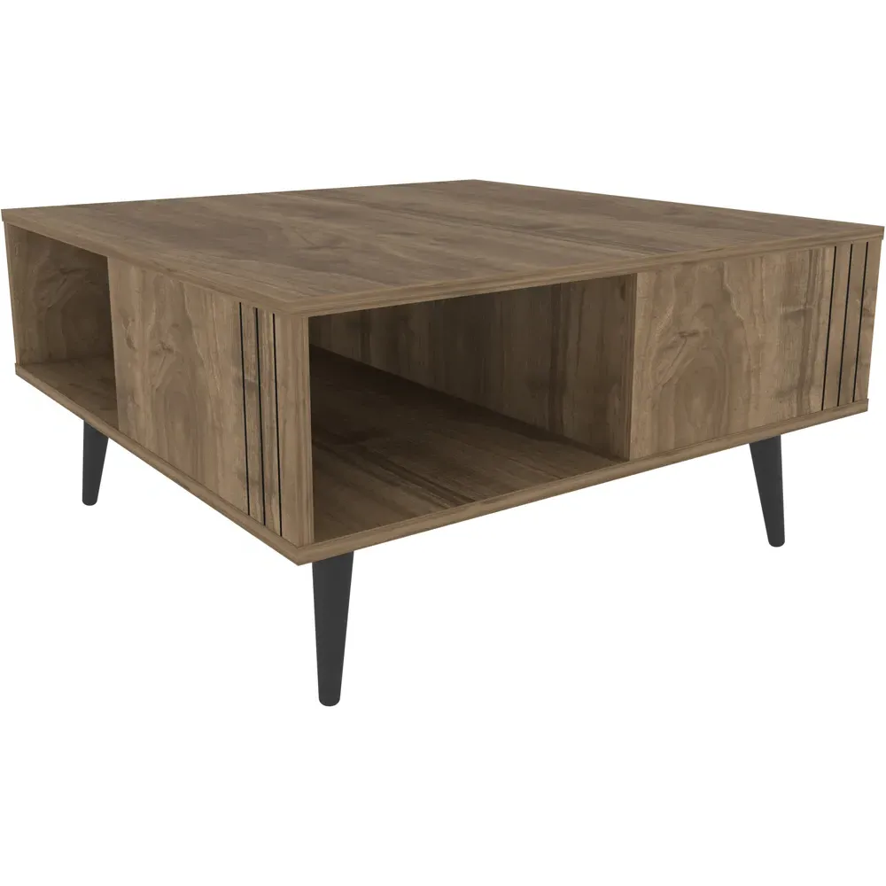 Ronas Square Coffee Table with Shelf - Walnut