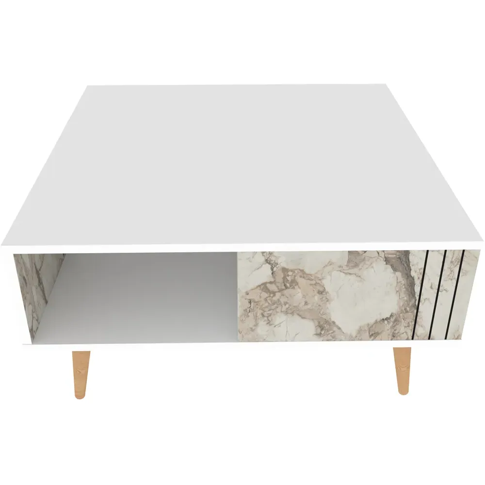 Ronas Square Coffee Table with Shelf - White, Ephesus