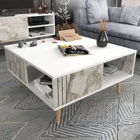 Ronas Square Coffee Table with Shelf - White, Ephesus