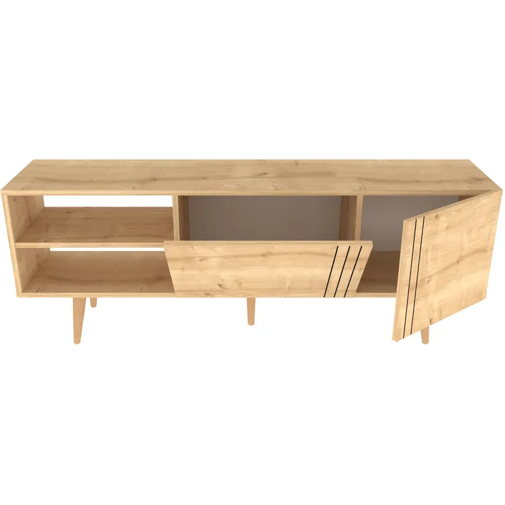 Ronas Wide TV Unit with Storage - Oak