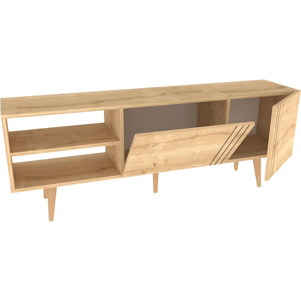 Ronas Wide TV Unit with Storage - Oak