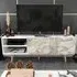 Ronas Wide TV Unit with Storage - White Marble Effect