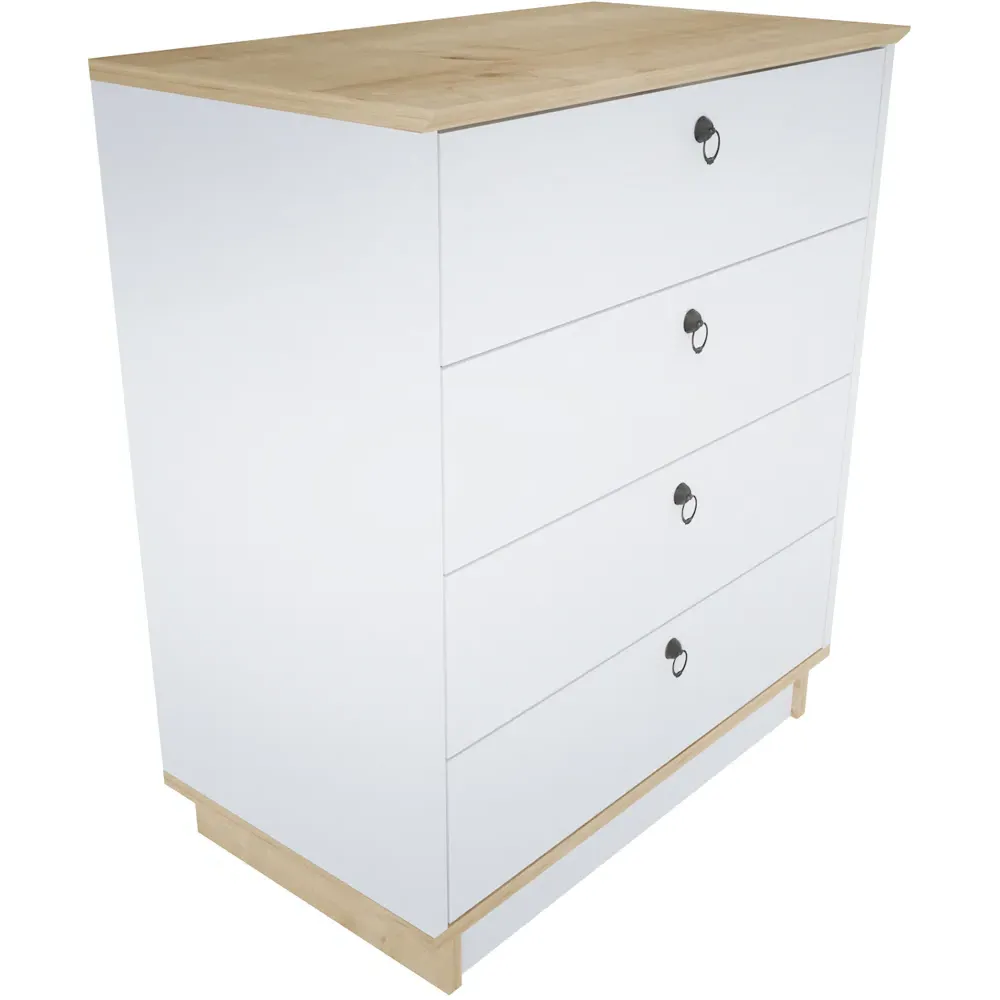 Sahra 4 Drawer Chest of Drawers - White, Oak