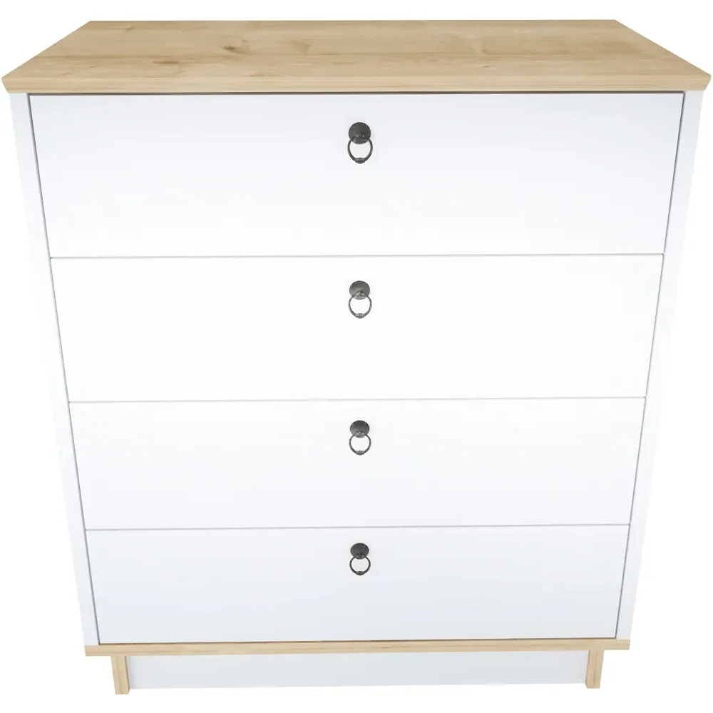 Sahra 4 Drawer Chest of Drawers - White, Oak