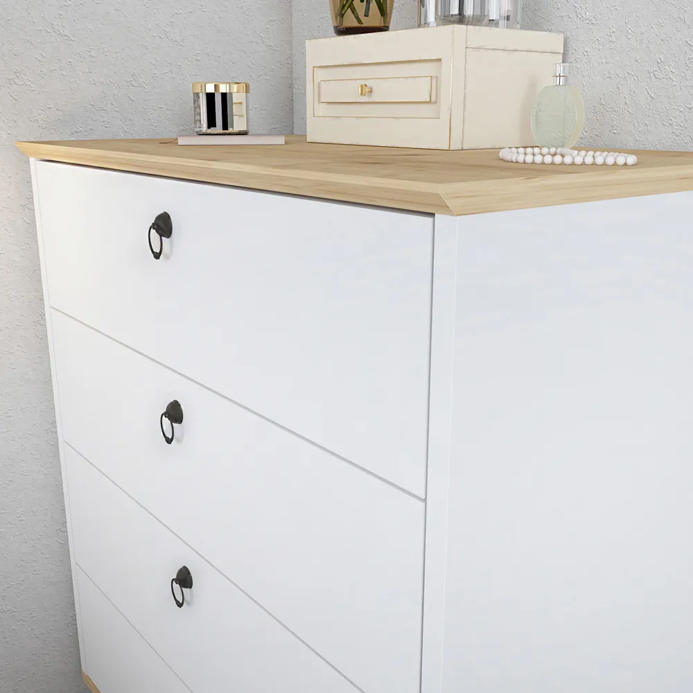 Sahra 4 Drawer Chest of Drawers - White, Oak