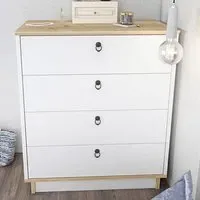 Sahra 4 Drawer Chest of Drawers - White, Oak