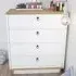Sahra 4 Drawer Chest of Drawers - White, Oud Oak