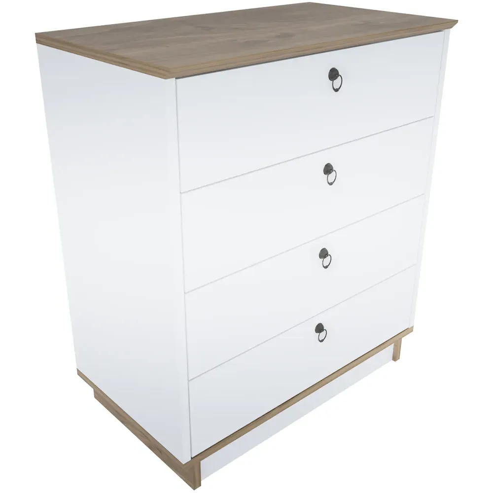 Sahra 4 Drawer Chest of Drawers - White, Walnut