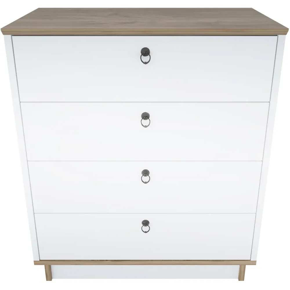 Sahra 4 Drawer Chest of Drawers - White, Walnut