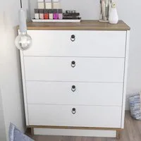 Sahra 4 Drawer Chest of Drawers - White, Walnut