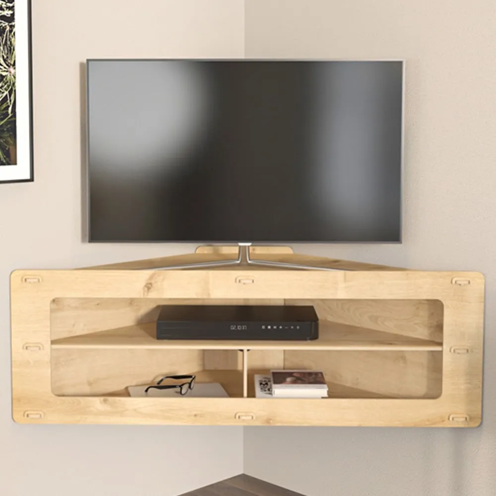 Sala 3 Shelf Corner Floating TV Unit - Brown, MDF