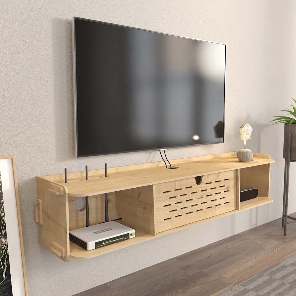 Sima Wall Mountable TV Unit - Brown, MDF