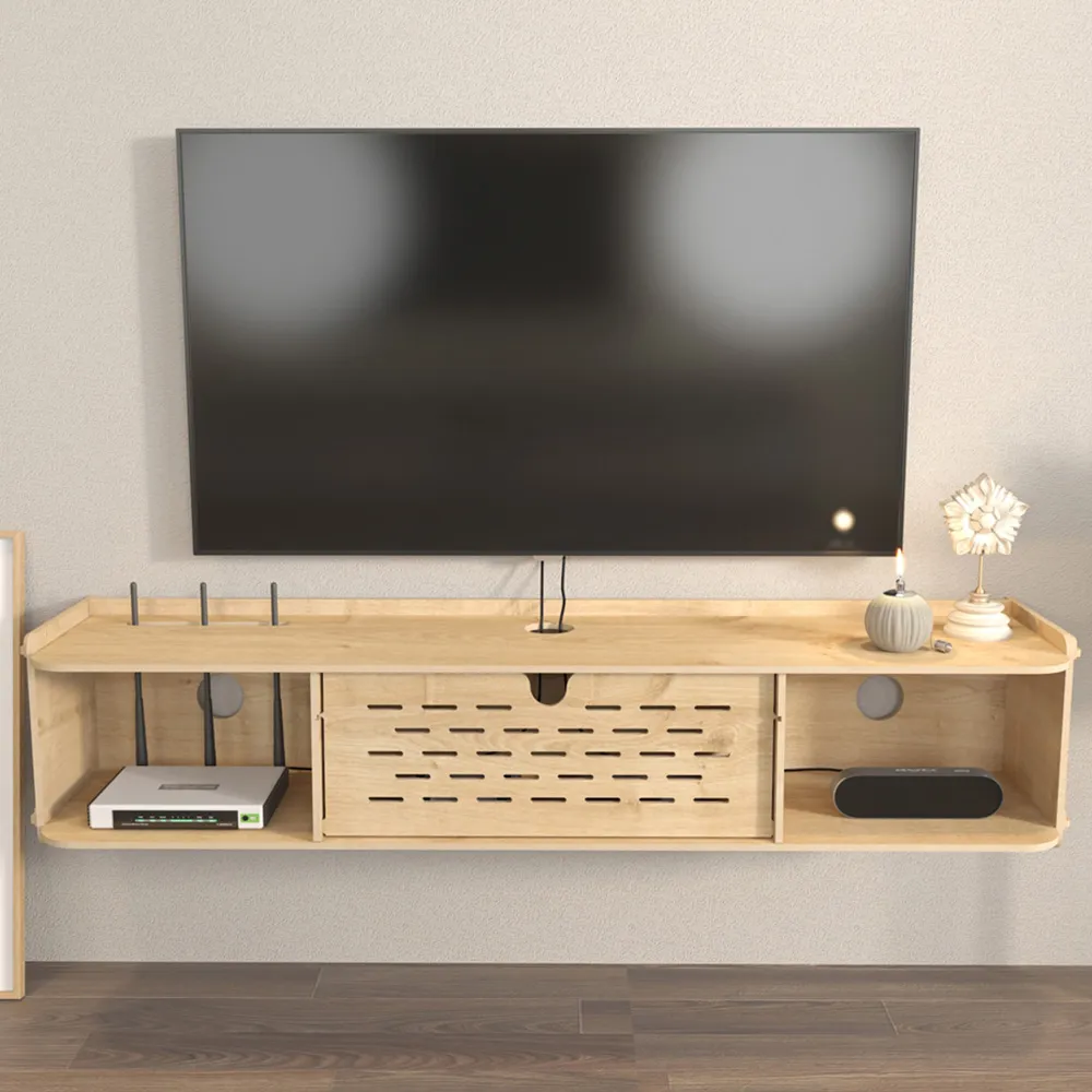 Sima Wall Mountable TV Unit - Brown, MDF