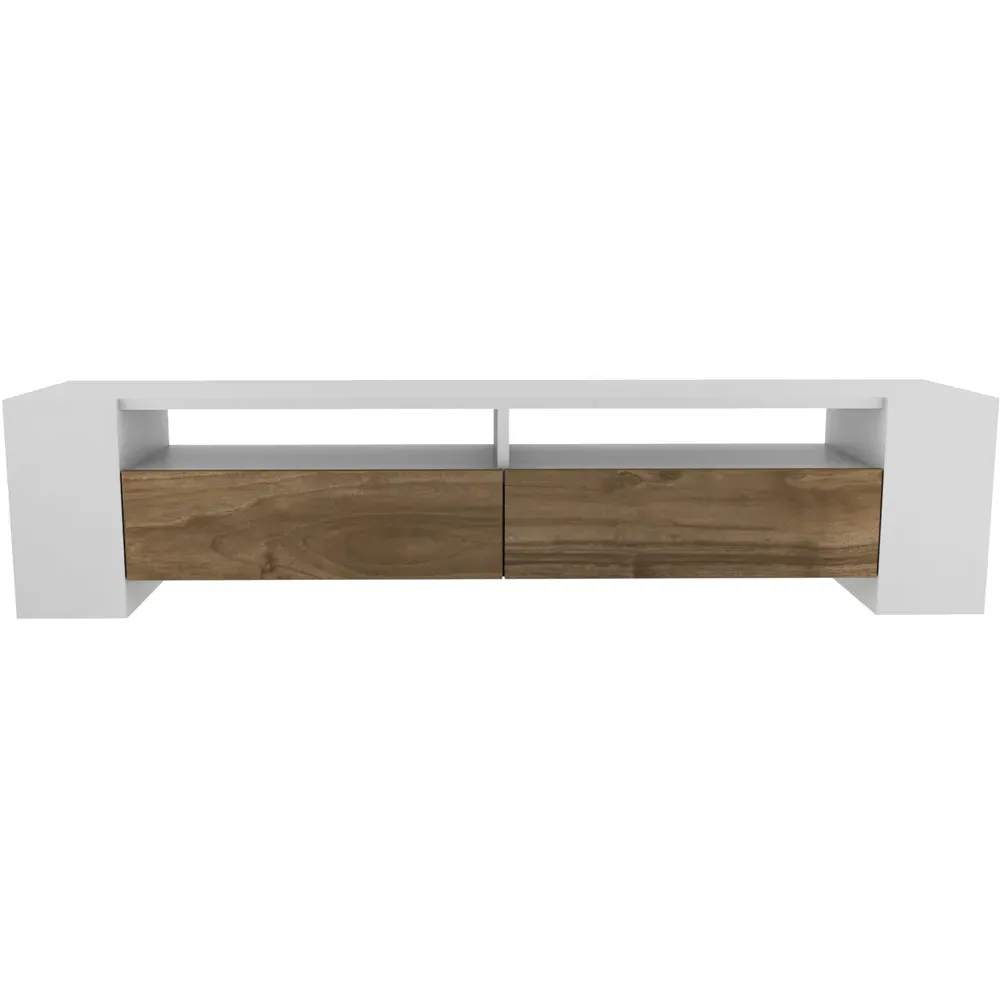 Sosruko 2 Door TV Unit with Shelves - White, Walnut