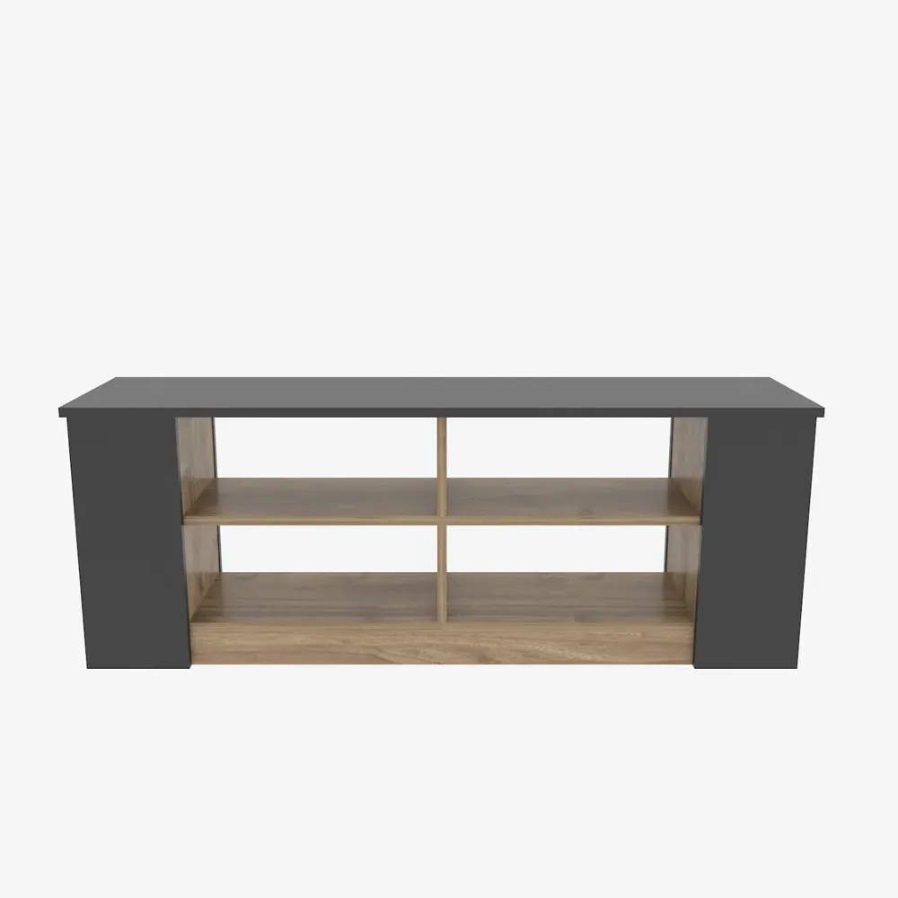 Space 8 Shelf TV Unit - Black and Walnut