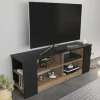 Space 8 Shelf TV Unit - Black and Walnut