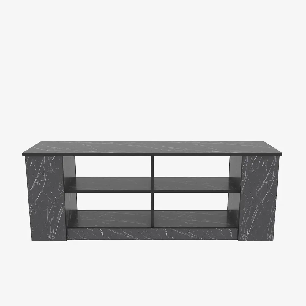 Space 8 Shelf TV Unit - Black Marble Effect