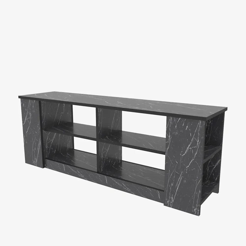 Space 8 Shelf TV Unit - Black Marble Effect