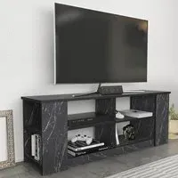 Space 8 Shelf TV Unit - Black Marble Effect
