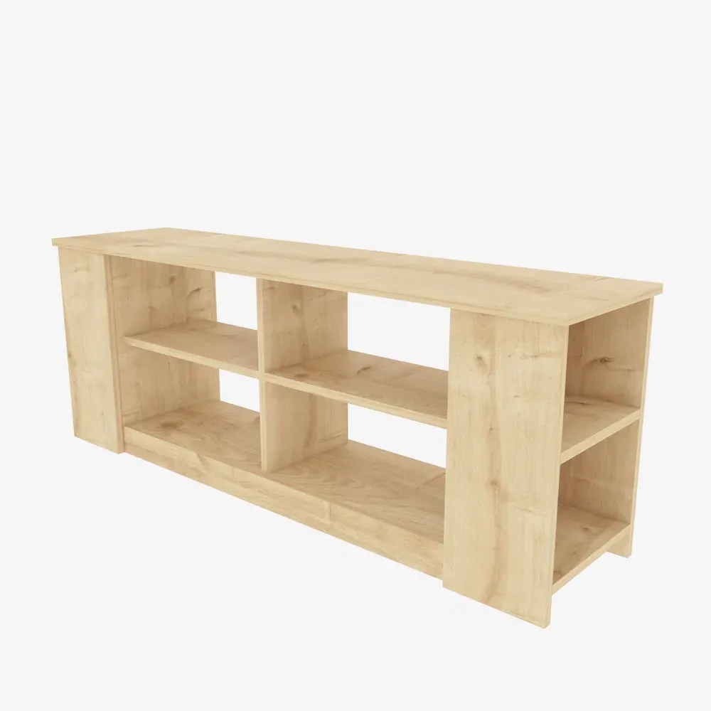 Space 8 Shelf TV Unit - Oak