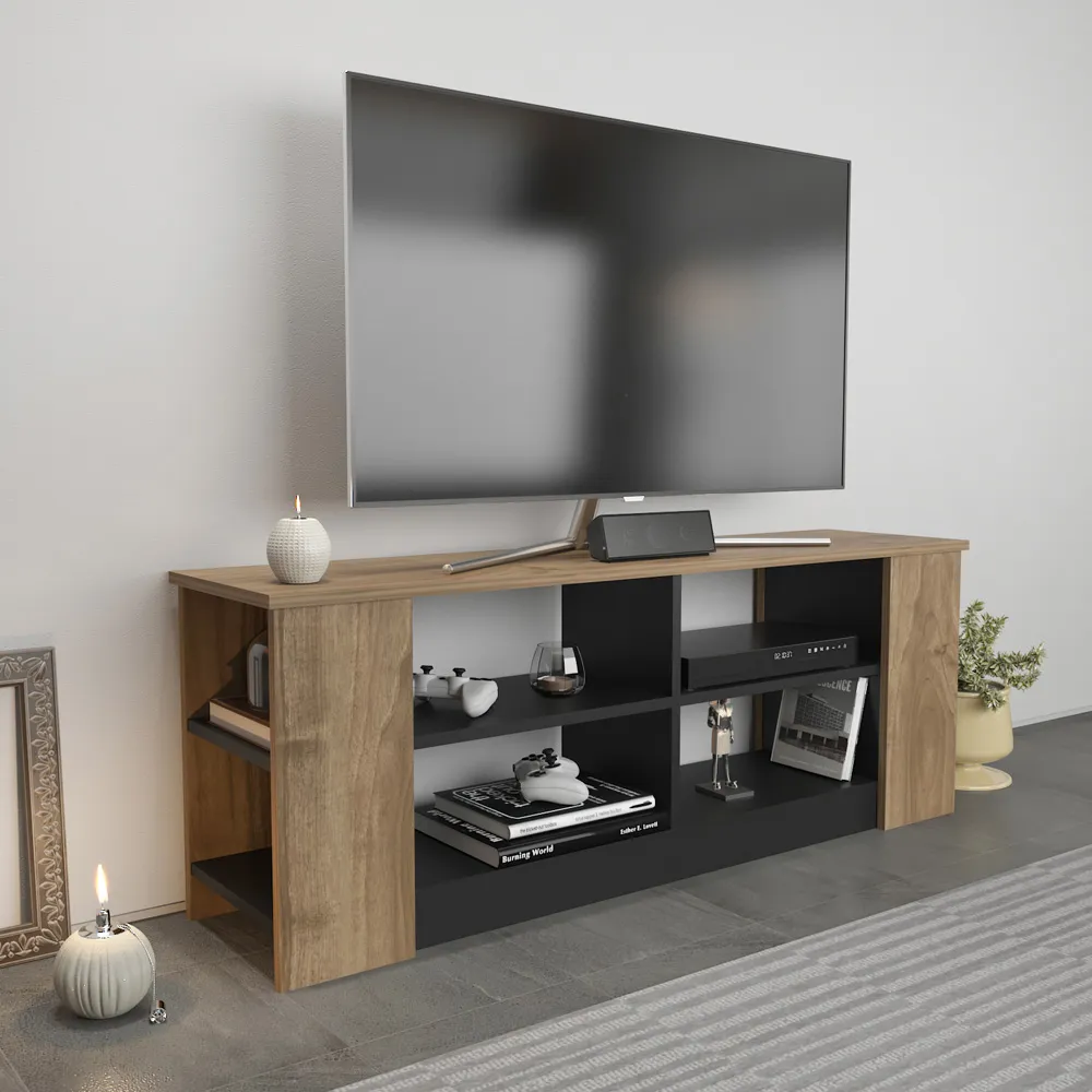 Space 8 Shelf TV Unit - Walnut