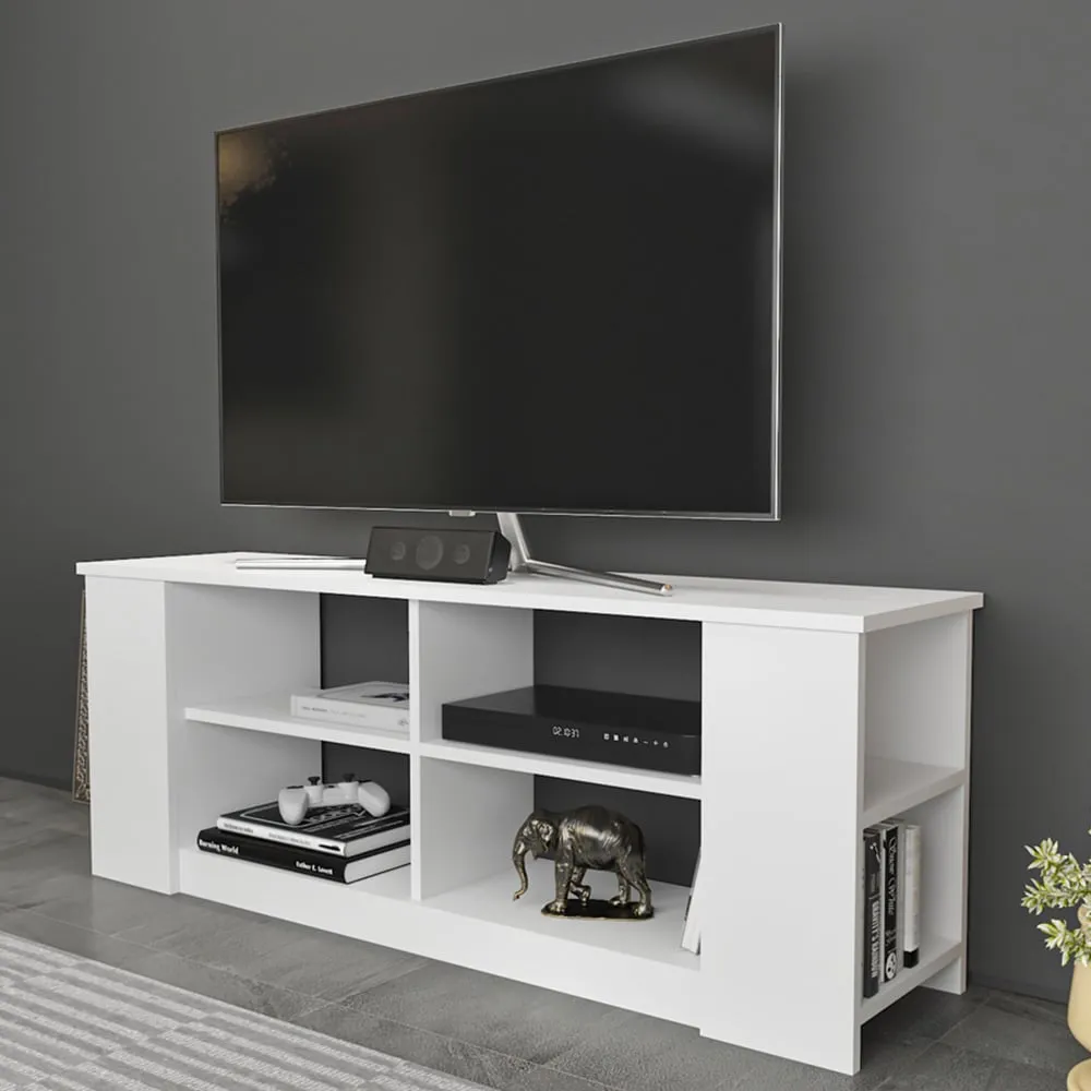 Space 8 Shelf TV Unit - White