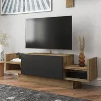 Spring TV Unit with Wall Shelf - Oud, Black
