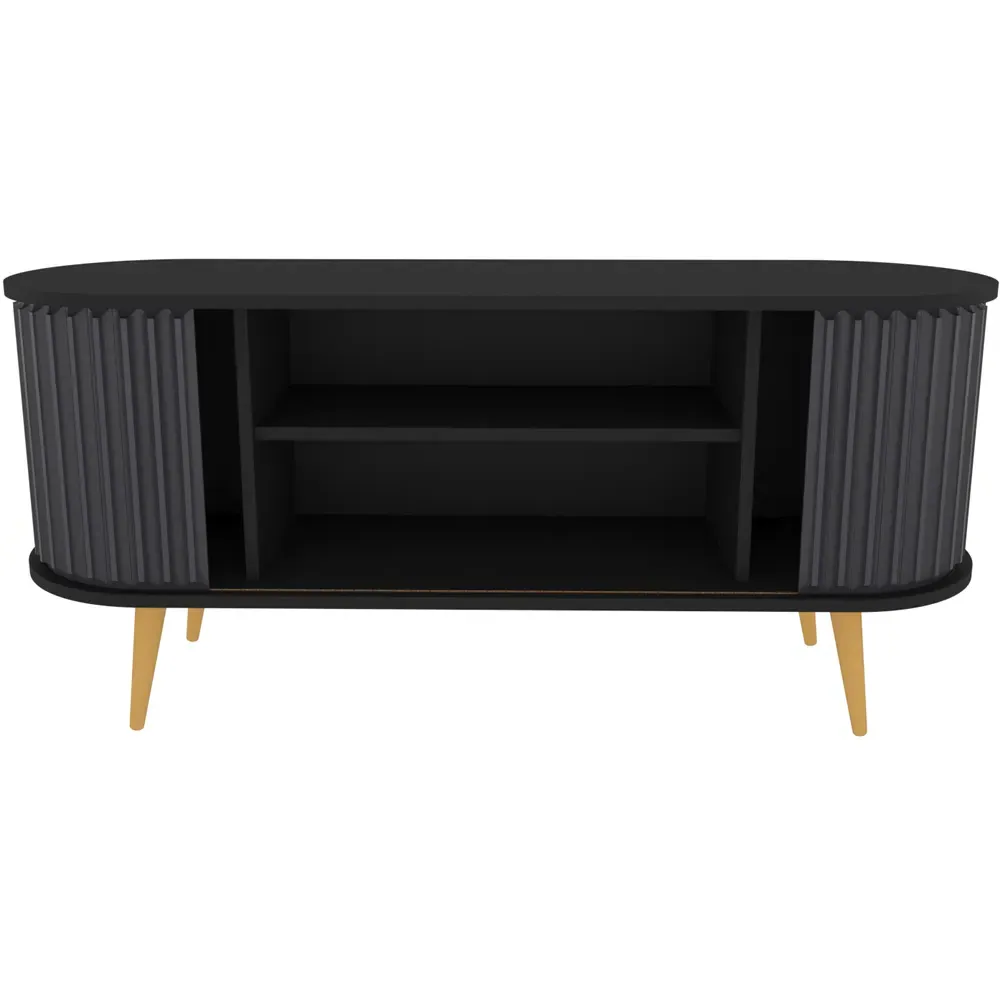 Stor 2 Door Wide Mid-Century TV Unit - Black, Anthracite