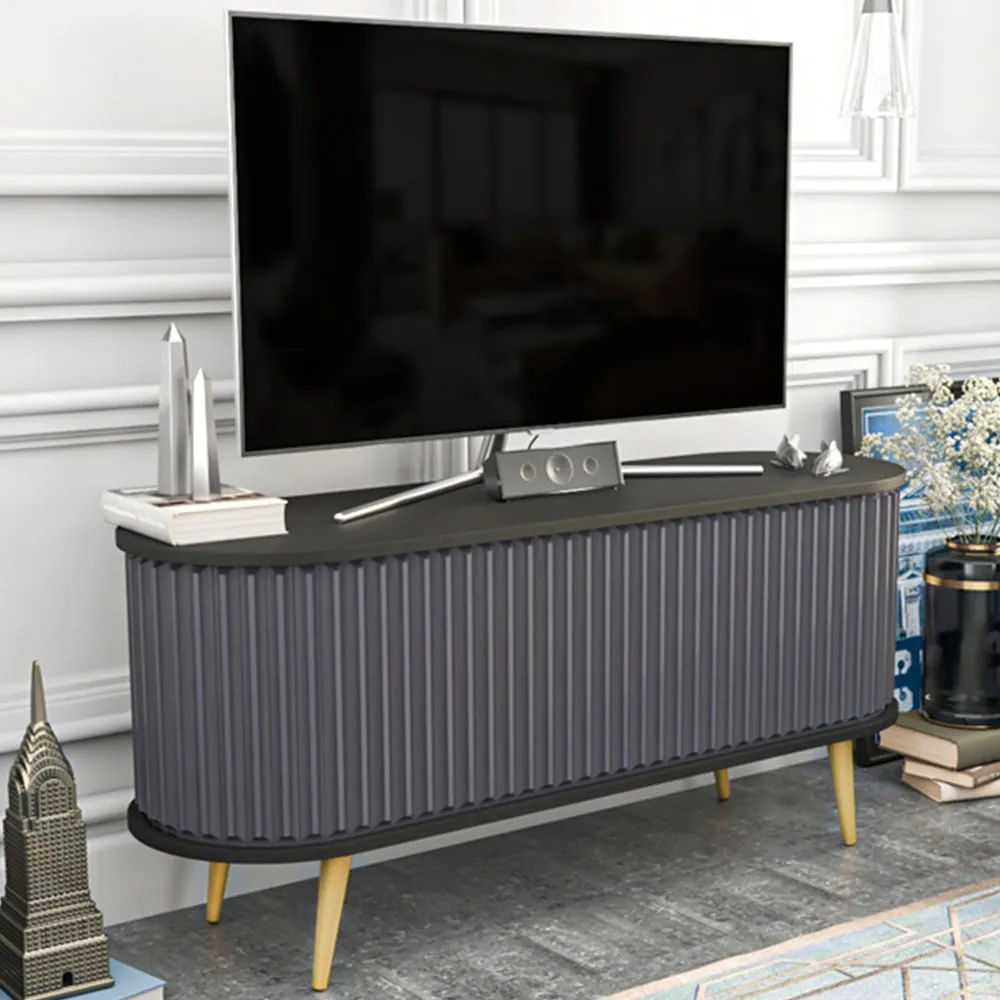 Stor 2 Door Wide Mid-Century TV Unit - Black, Anthracite image