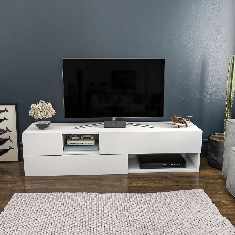 Sunny 3 Door TV Unit with Storage - White