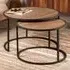 Tambur Round Nest Coffee Tables Set of 2 - Walnut, Metal
