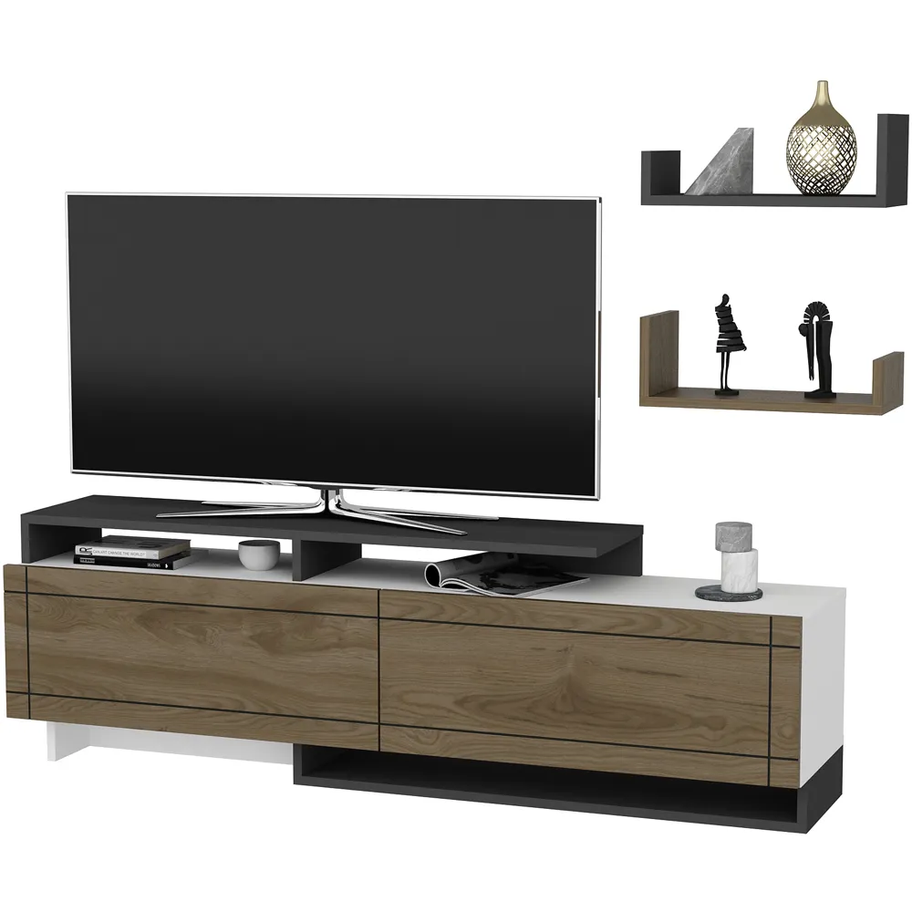 Tamy 2 Door TV Unit with Wall Shelves - Multi