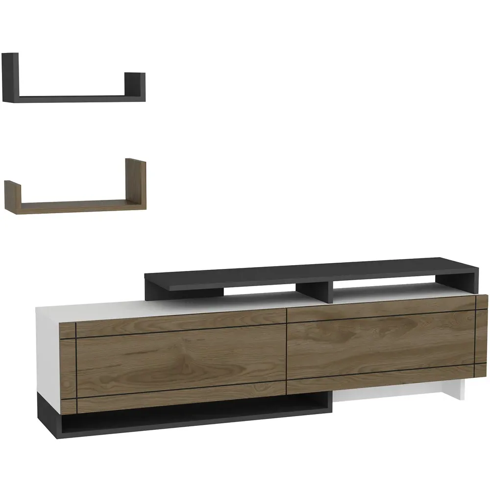 Tamy 2 Door TV Unit with Wall Shelves - Multi