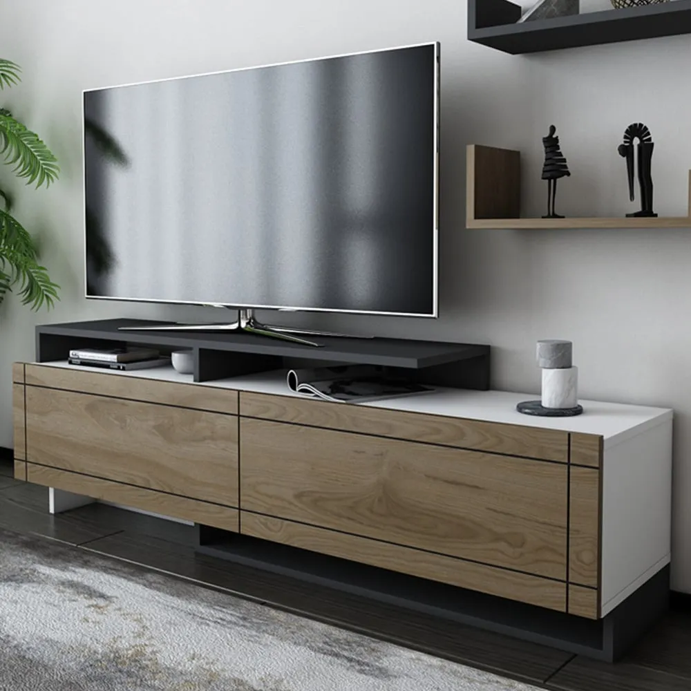 Tamy 2 Door TV Unit with Wall Shelves - Multi image