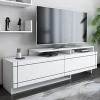 Tamy 2 Door TV Unit with Wall Shelves - White
