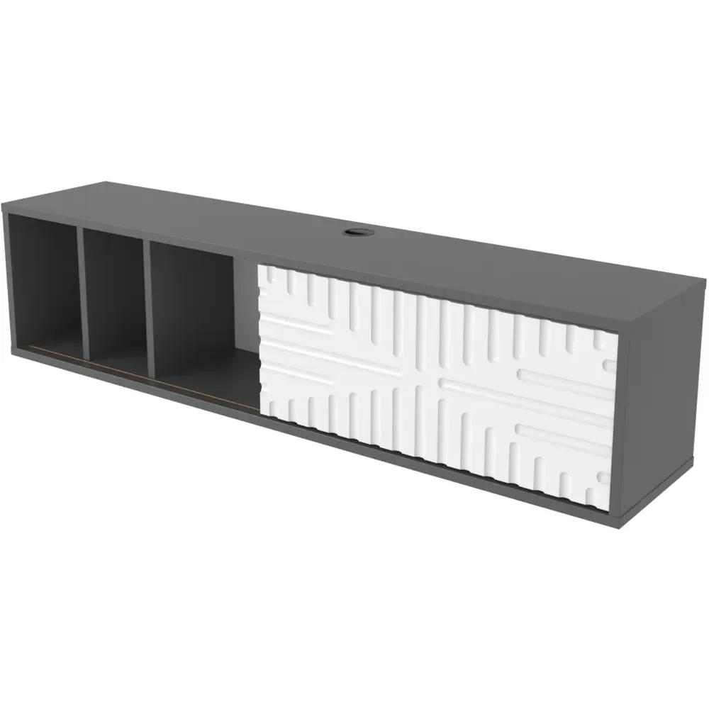 Teo 2 Door Floating TV Unit with Storage - Travertine, Walnut