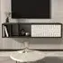 Teo Single Door 3 Shelf Floating TV Unit - Black Marble, White