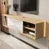 Teo Single Door 3 Shelf Floating TV Unit - Sapphire Oak, White