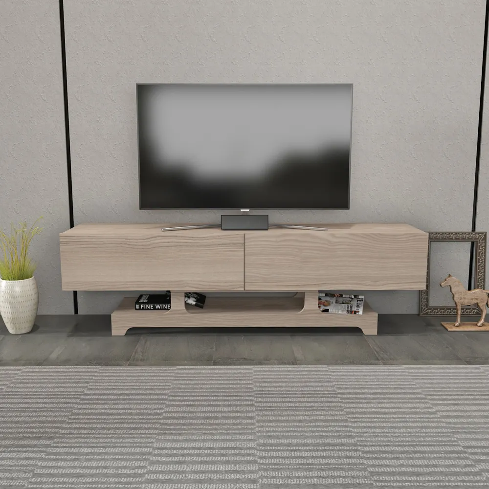 Tera 2 Door TV Unit with Storage - Grey