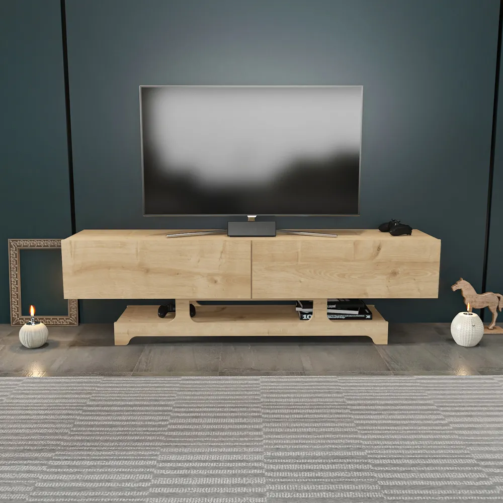 Tera 2 Door TV Unit with Storage - Oak