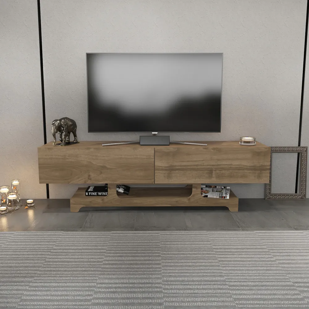 Tera 2 Door TV Unit with Storage - Walnut