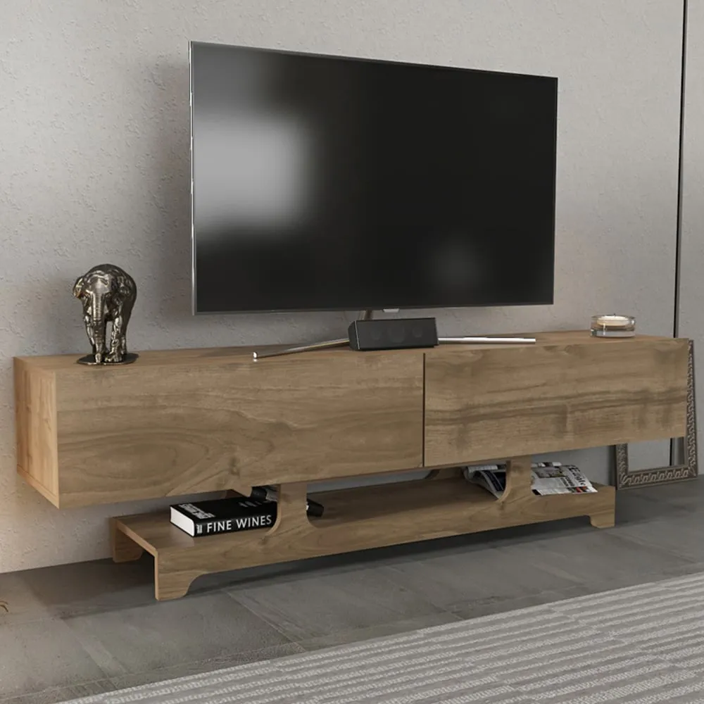Tera 2 Door TV Unit with Storage - Walnut