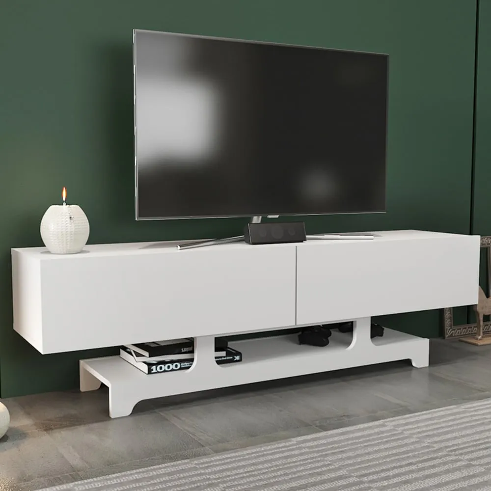 Tera 2 Door TV Unit with Storage - White