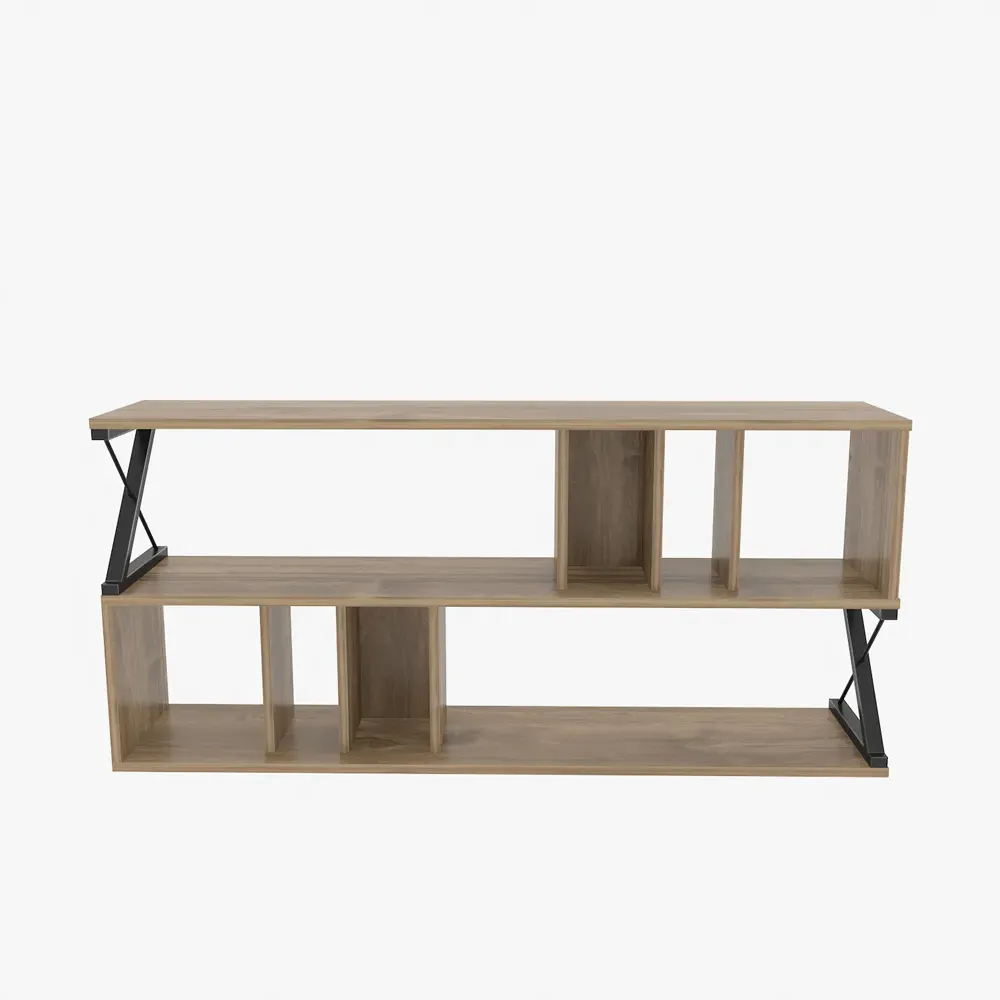 Termas 8 Shelf TV Unit - Walnut, Black