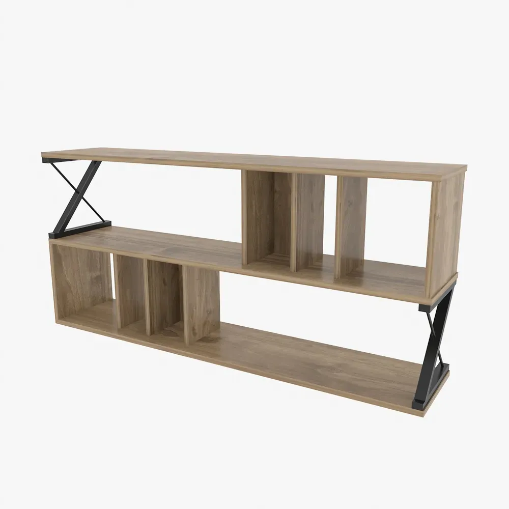 Termas 8 Shelf TV Unit - Walnut, Black