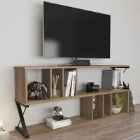 Termas 8 Shelf TV Unit - Walnut, Black
