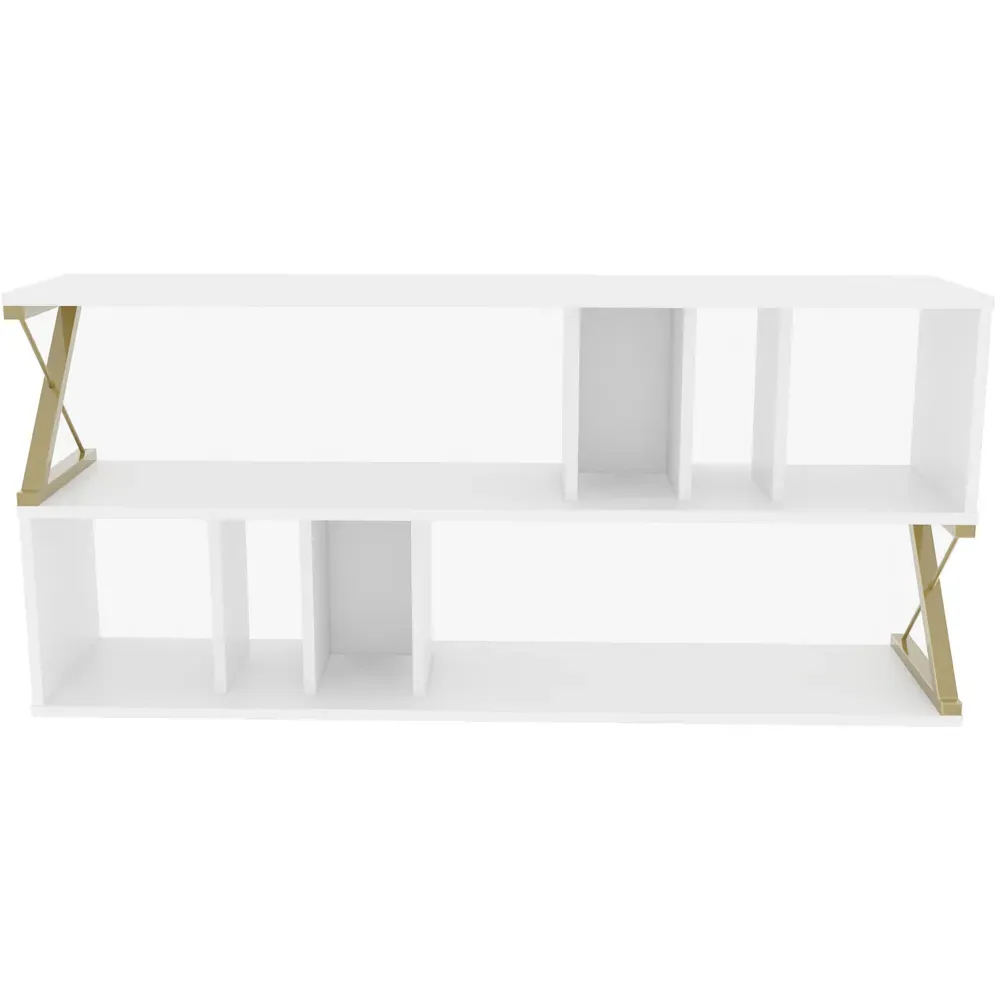Termas 8 Shelf TV Unit - White, Gold