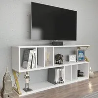Termas 8 Shelf TV Unit - White, Gold