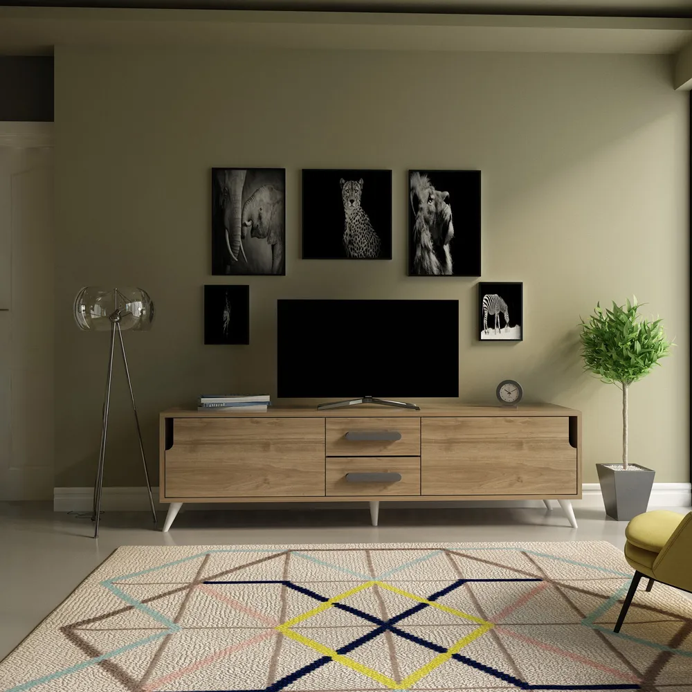 Tex Wide TV Unit with Storage - Walnut